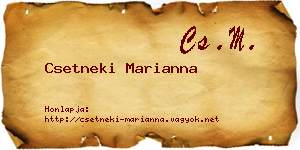 Csetneki Marianna névjegykártya